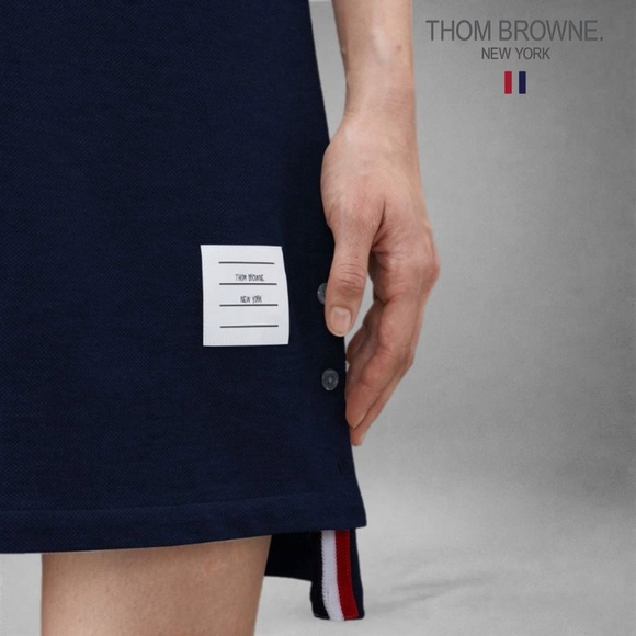 Thom Browne CLASSIC PIQUE STRIPE POLO DRESS Black Size 36 - Picture 5 of 9